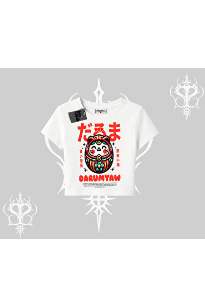 Tarzsokak Tricou Babby Tee cu imprimeu Daruma Cat Anime
