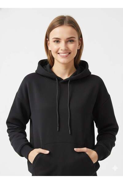 ModaPlaza Γυναικείο με κουκούλα 3-σκελετικό Crop Sweat