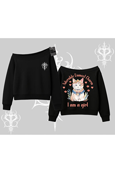 Tarzsokak سويت شيرت بتصميم كيوت برنسيس كيدي ذو رقبة على شكل قارب مطبوع