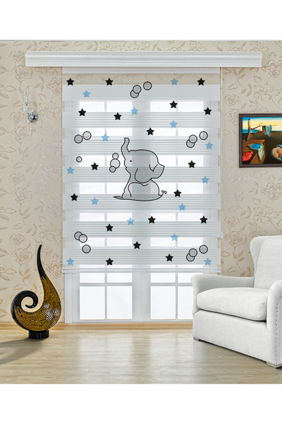 Perdecizade (ENXBOY)FİL DİJİTAL BASKILI ZEBRA PERDE-COCUK ODASI-STOR PERDE