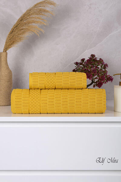 Elif Mira Bath Towel Set 100% Cotton 2 Pieces (50×90 + 90×150 cm) |   Soft Comfort