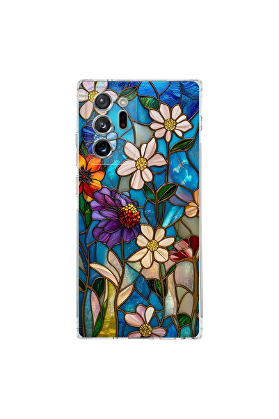 PrintiFy Samsung Galaxy Note 20 Ultra ile Uyumlu Vitray Mavi Bahar Tasarımlı ...