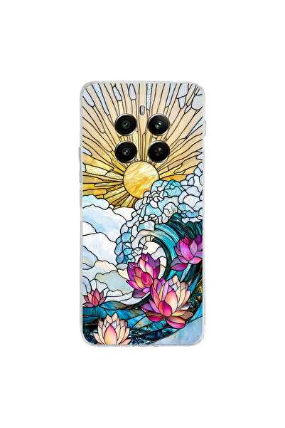 PrintiFy Realme 12 Pro Plus ile Uyumlu Vitray Okyanus Sabahı Tasarımlı Şeffaf...