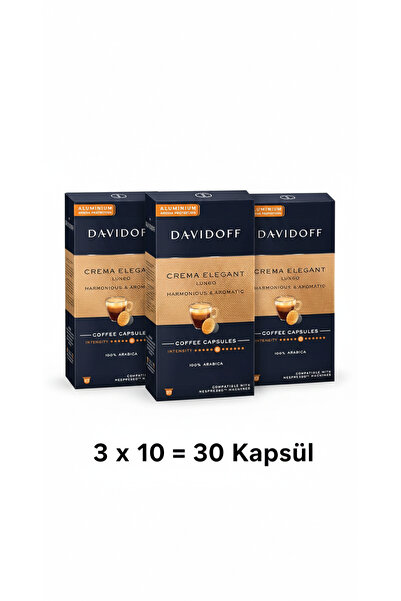 Davidoff Crema Elegant Lungo Nespresso Uyumlu Kahve Kapsülü 3'lü Paket (30 Ka...