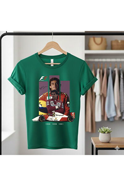 MAGORS تي شيرت AYRTON SENNA مطبوع من القطن بأكمام قصيرة وقصة عادية لسباقات الفورمولا 1