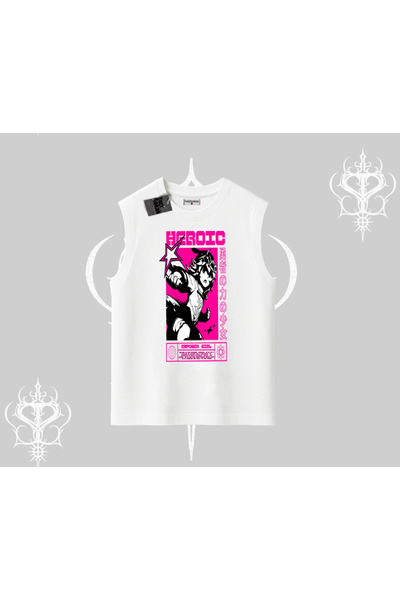 Tarzsokak تي شيرت بدون أكمام برسومات أنمي هيروية على الطراز الياباني مطبوع