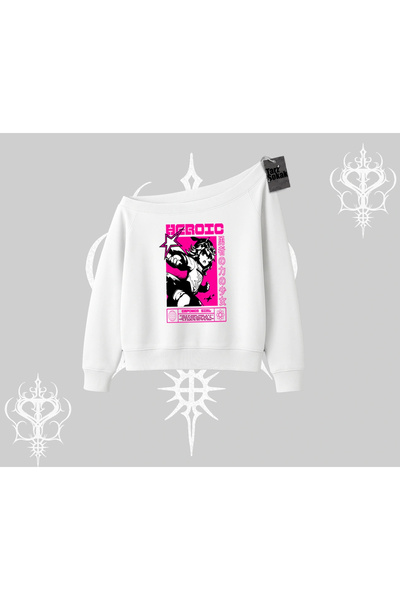 Tarzsokak سويت شيرت برقبة على شكل قارب، تصميم أنمي شجاع للفتيات على الطراز ال...