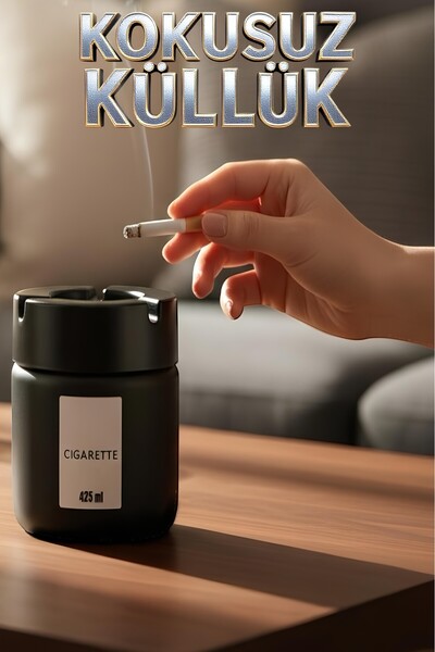 GÜZELYÜZ AVM Kokusuz Küllük Cam Gövde Yanmaz Plastik Kapaklı Dekoratif Ev Ofi...