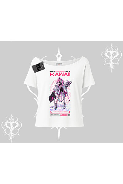 Tarzsokak Majica sa lađastim izrezom Kawaii Cyberpunk devojka sa japanskim pr...