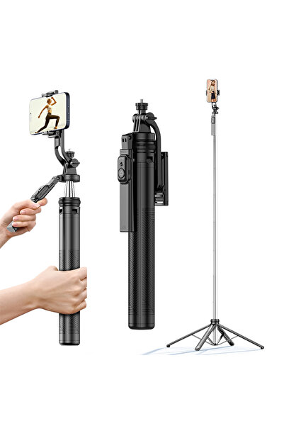 Shopi حامل ثلاثي القوائم على شكل عصا سيلفي مع حامل هاتف قابل لتعديل الارتفاع ...