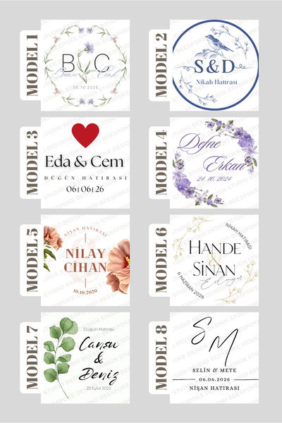 Hazır Etiketler Kişiye Özel Nikah-Düğün-Nişan-Söz Etiketi 70 Adet