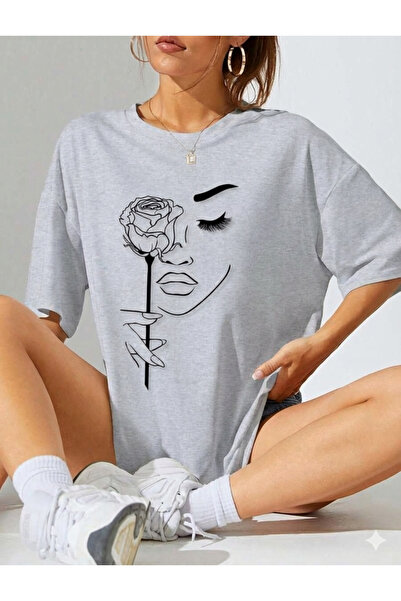 uyguntarz Unisex Rose & Silhouette Printed Design Tshirt