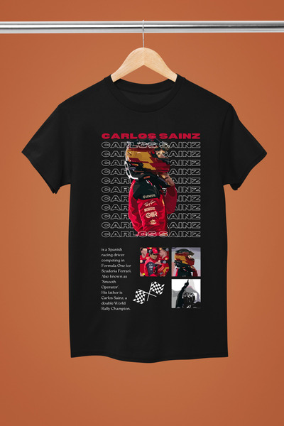 MAGORS CARLOS SAINZ BUMBAC IMPRIMAT Mânecă scurtă CORTĂ REGULARĂ F1 tricou