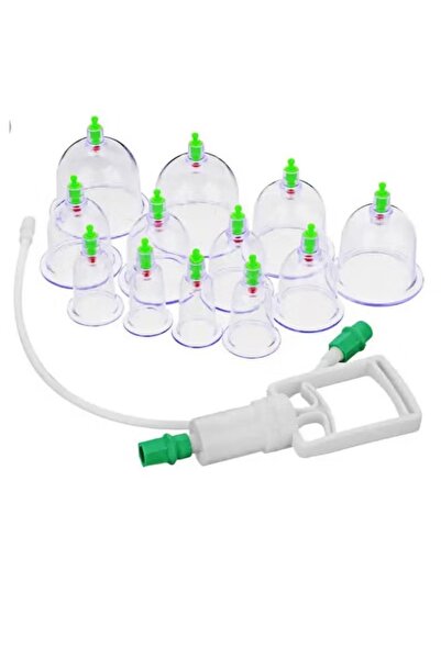 Generic مجموعة اكواب حجامة مع مضخة تفريغ الهواء، عبوة من 12 قطعة مع مغناطيس ع...