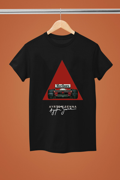 MAGORS تي شيرت AYRTON SENNA مطبوع من القطن بأكمام قصيرة وقصة عادية لسباقات ال...