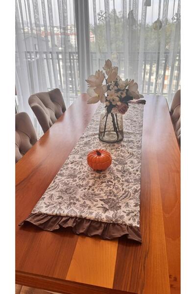 runa Fırfırlı runner 40-140 cm ölçülerinde duck ketenden yapılmıştır leke tutmaz