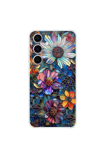 PrintiFy Samsung Galaxy S25 Plus ile Uyumlu Vitray Mücevher Flora Tasarımlı Ş...