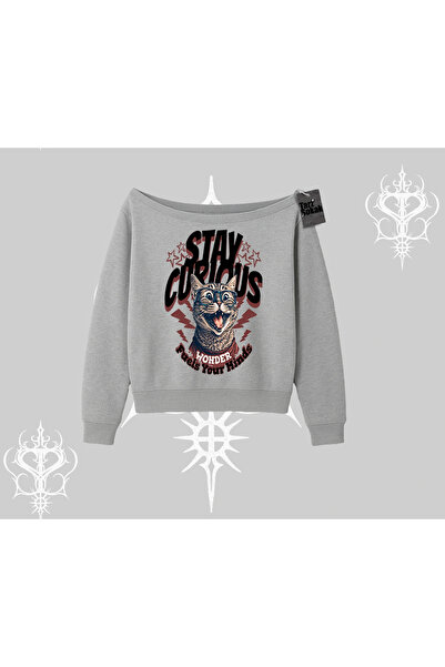 Tarzsokak Остани любознателен котарак Принт Свеършърт с лодка