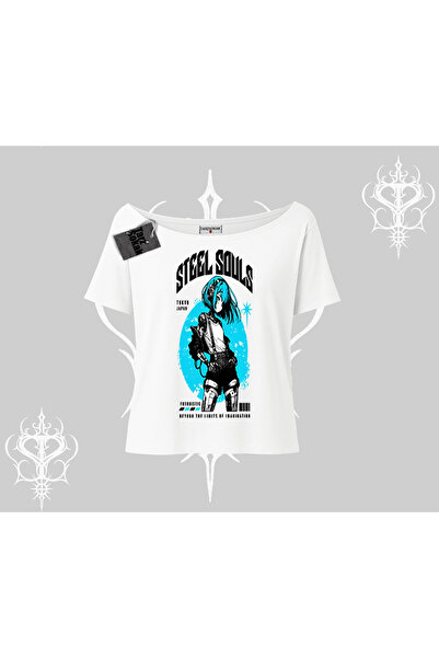 Tarzsokak Tricou cu gâtul barcă, imprimat cu Anime Cyberpunk Girl