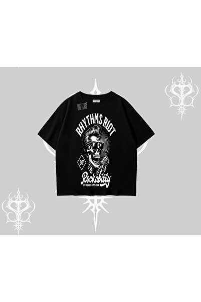 Tarzsokak Tricou oversize Rhythms Riot Vintage Rockabilly Craniu Estetică Urbană