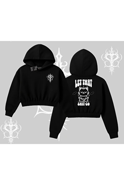 Tarzsokak Meditirajući mačka Štampano Hoodie Skraćeni kroj Dukserica