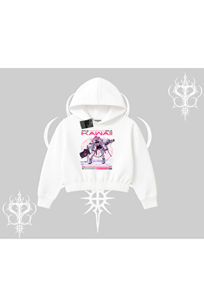 Tarzsokak سترة قصيرة بغطاء للرأس بطباعة على الطراز الياباني للفتيات من Kawaii...