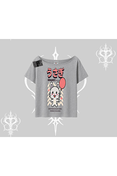 Tarzsokak Tricou cu decolteu barcă Usagi Kawaii Cute Heart Energy