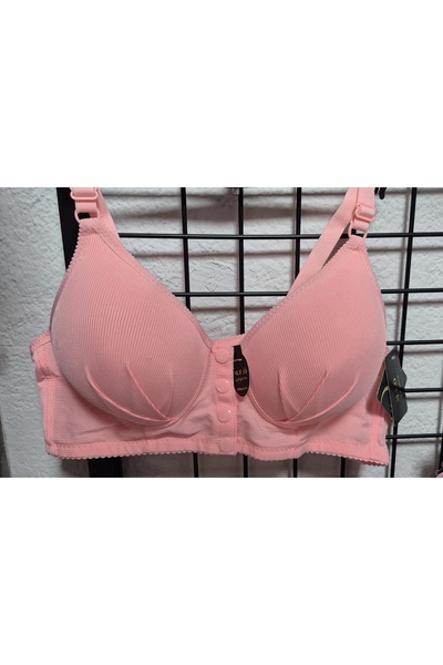 MODA Front Snap (Buttoned) Bra - Salmon - Peach Pink - Refer to the Size Chart and Get 1 Size Larger