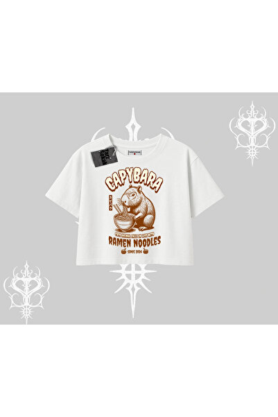 Tarzsokak Tricou crop supradimensionat cu ilustrație a unei capibare drăguțe ...