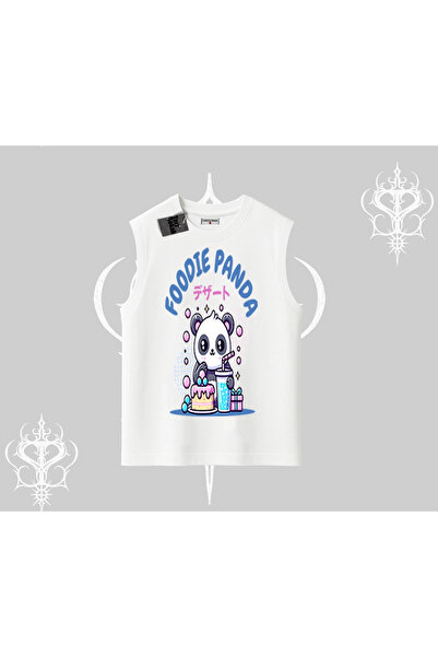 Tarzsokak Αμάνικο μπλουζάκι με στάμπα Foodie Panda, γλυκό και χαριτωμένο Panda
