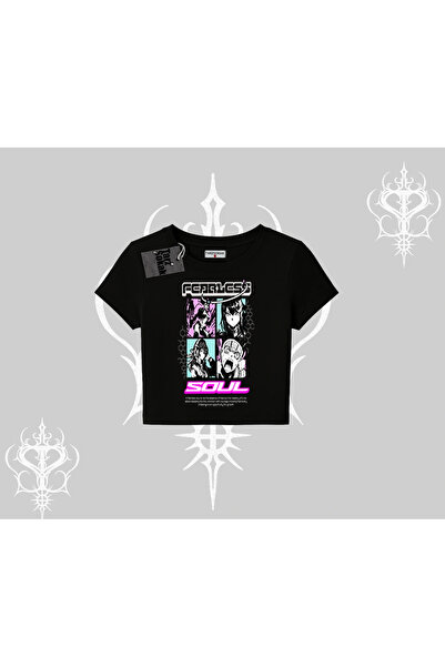 Tarzsokak Tricou Babby Tee cu imprimeu colaj anime „Suflet Neînfricat”