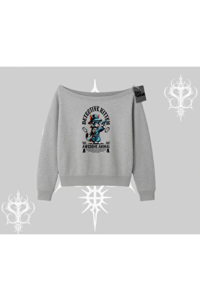 Tarzsokak Hanorac cu imprimeu Pisicuța Detectiv și guler tip barcă