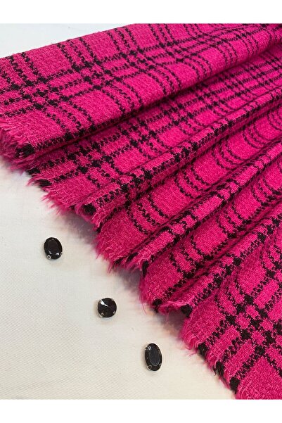 Yiğit Kumaş Țesătură Chanel în carouri negru fucsia – pentru jachete și costume