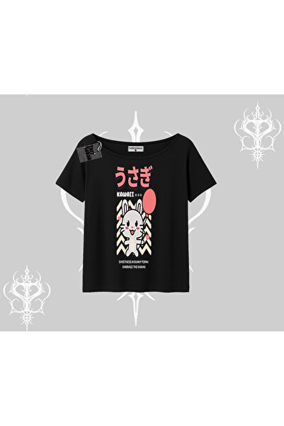 Tarzsokak Tricou cu decolteu barcă Usagi Kawaii Cute Heart Energy