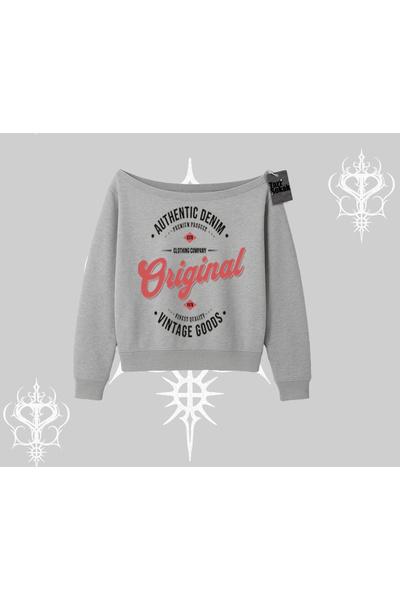 Tarzsokak Hanorac cu guler tip barcă, din denim autentic, original