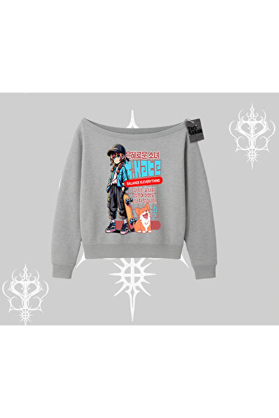 Tarzsokak سويت شيرت برقبة على شكل قارب أنيمي هايكر جيرل باليانس إيز إيفريثينغ...