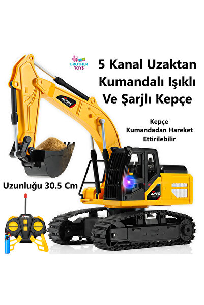 Brother Toys Uzaktan Kumandalı 5 Fonksiyon Şarjlı 360 Derece Dönebilen Kepçe Oyuncak Dozer Ekskavatör 30.5 Cm.