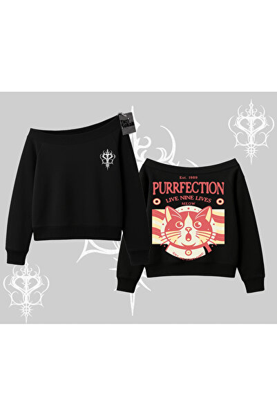 Tarzsokak Hanorac cu guler bărcuță, cu design Live Nine Lives Cat