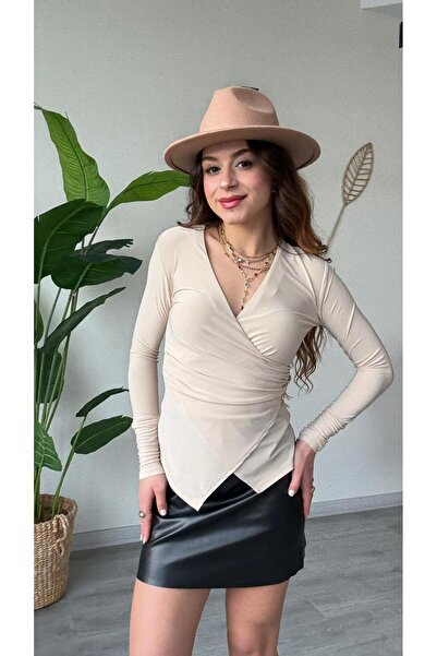 AYTE Aksesuar Detaylı Kruvaze Kadın Sandy Bluz