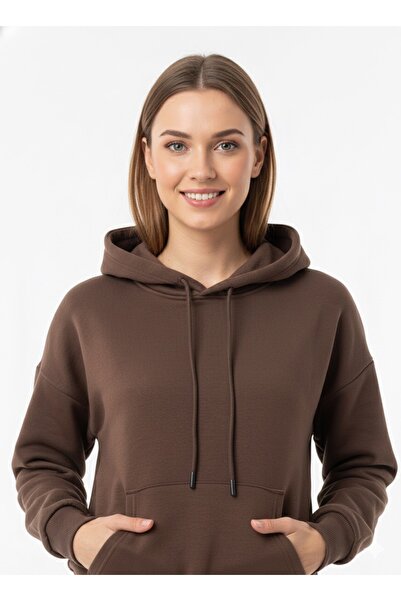 ModaPlaza Γυναικείο με κουκούλα 3-σκελετικό Crop Sweat