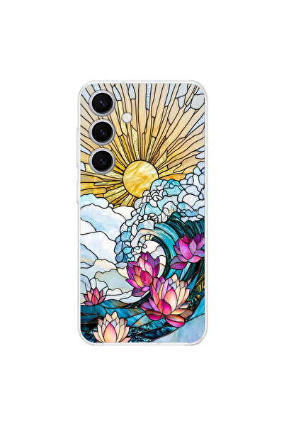 PrintiFy Samsung Galaxy S25 ile Uyumlu Vitray Okyanus Sabahı Tasarımlı Şeffaf...