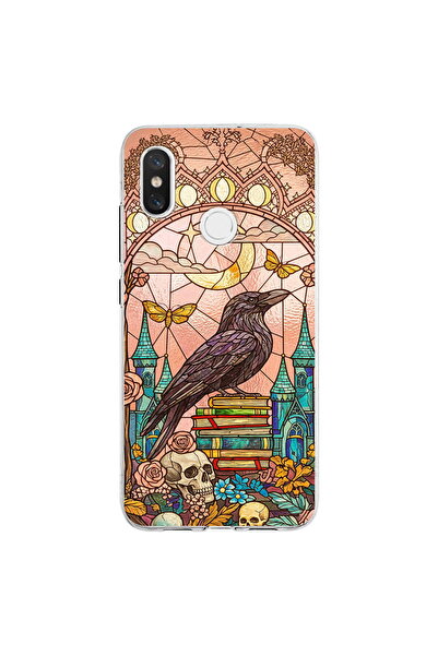 PrintiFy Xiaomi Mi 8 ile Uyumlu Vitray Bilge Kuzgun Tasarımlı Şeffaf Silikon ...