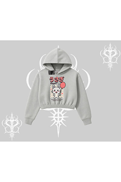 Tarzsokak Hanorac scurt cu glugă Usagi Kawaii Cute Heart Energy