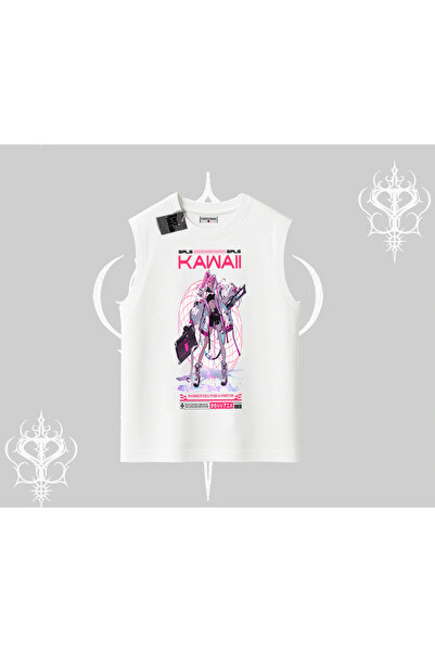 Tarzsokak Tricou fără mâneci Kawaii Cyberpunk Girl cu imprimeu în stil japonez