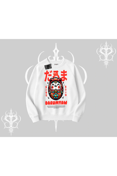 Tarzsokak Hanorac Biskilet cu imprimeu Daruma Cat Anime