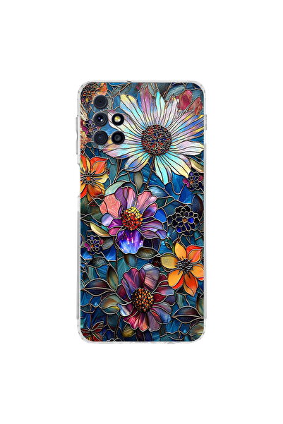 PrintiFy Samsung Galaxy M31s ile Uyumlu Vitray Mücevher Flora Tasarımlı Şeffa...