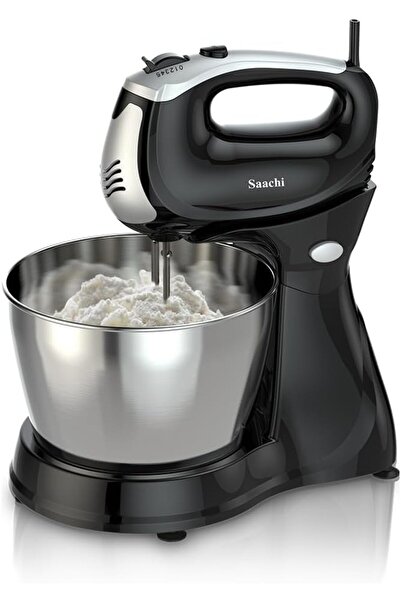 SAACHİ Hand Mixer 300W Rotating Bowl, 5 Speed Turbo, Beaters & Dough Hooks NL...