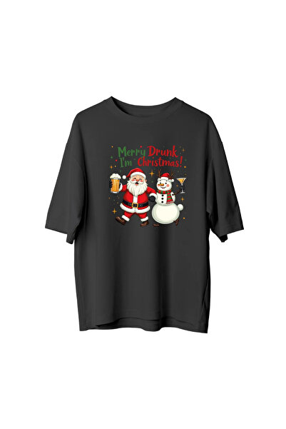 CANDLEMASTORE Merry Drunk I'M Christmas - Oversized T-Shirt
