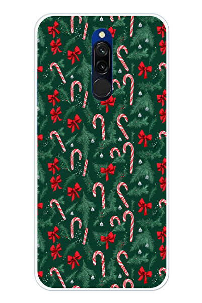 TechTree حافظة سيليكون متوافقة مع Redmi 8 لشجرة الصنوبر وعصا الحلوى مطبوع