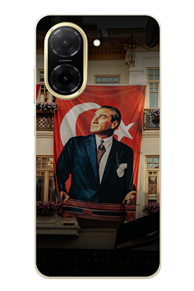 TechTree حافظة سيليكون متوافقة مع هاتف Redmi A5 بتفاصيل علم كبير أتاتورك مطبوع